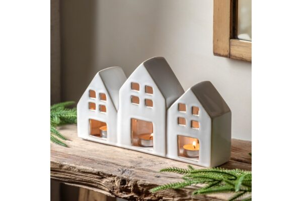 Pearly White Houses Tealight Holder