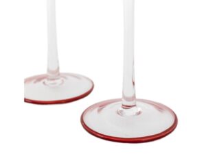 Red Rim Glass Candle Stick Set of 2