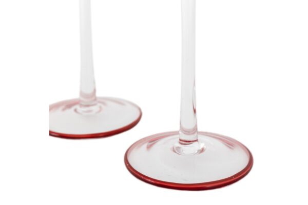 Red Rim Glass Candle Stick Set of 2