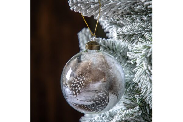 Feather Bauble White/Natural Set of 3