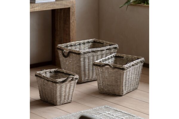 Aspen Woven Log Basket Natural Set of 3