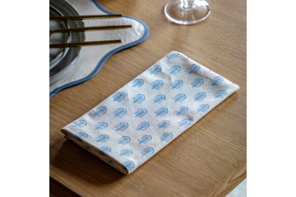 Fleur Floral Stamp Napkins Blue 4pk