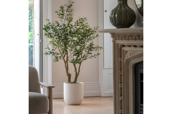 Faux Olive Tree in White Pot