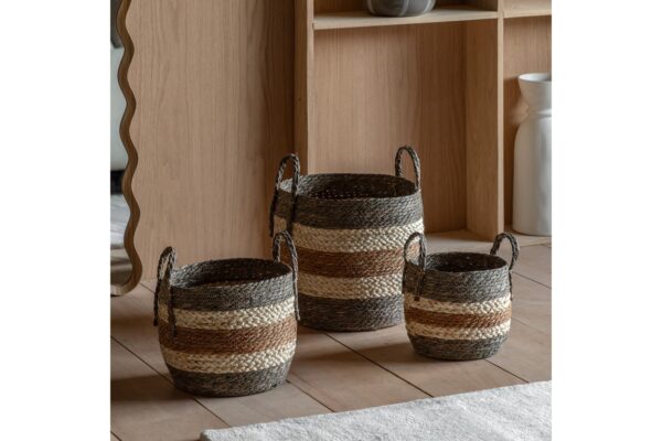 Orra Brown Striped Basket Set of 3