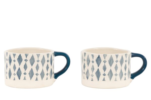 Ikat Diamond Print Mugs Blue 4pk