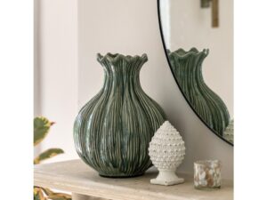 Aven Glazed Vase Fennel Green