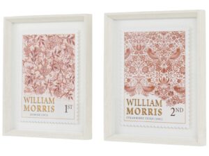 William Morris Stamp Red Framed Art Set of 2