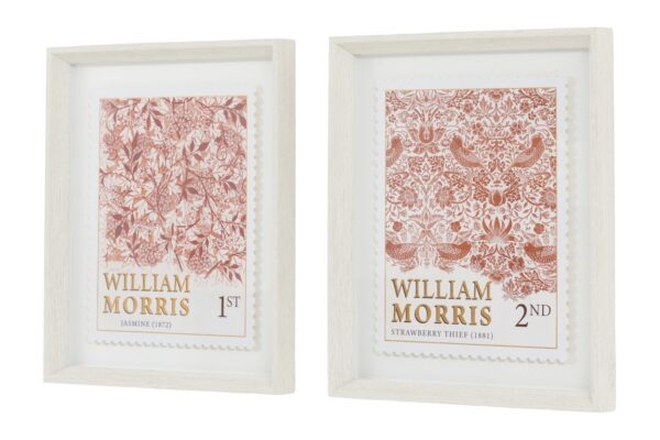 William Morris Stamp Red Framed Art Set of 2