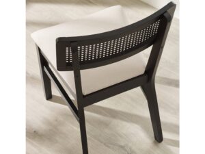 Annika Black Natural Fabric Rattan Back Dining Chairs