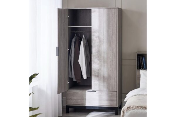 DF-JB-BAL106-featured-3 Bali 2 Door 1 Drawer Wardrobe - Grey Oak