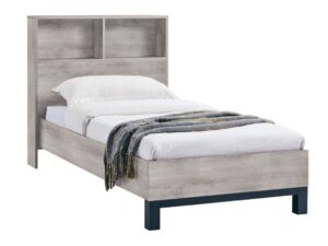 Bali Bookcase Headboard Bed - Grey Oak