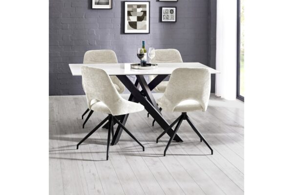 Bradley White Marble Dining Table
