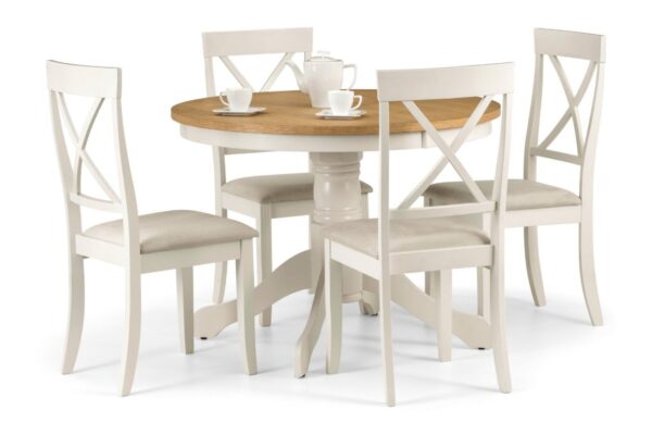 DF-JB-DAV006-featured-3 Davenport Round Pedestal Table - Ivory/Oak