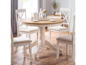 Davenport Round Pedestal Table - Elephant Grey/Oak