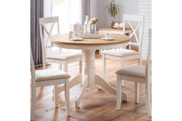 Davenport Round Pedestal Table - Elephant Grey/Oak
