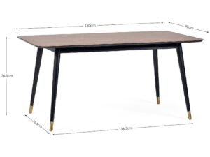 Findlay Rectangular Dining Table - Walnut & Black