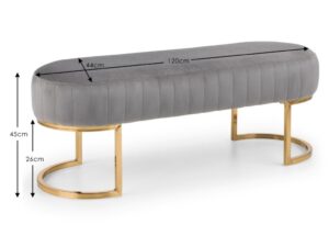 Harrogate Bench - Grey Velvet