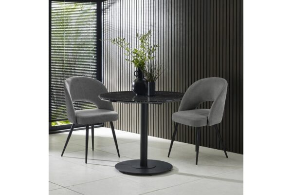 Luca Black Marble Round Dining Table - 80cm