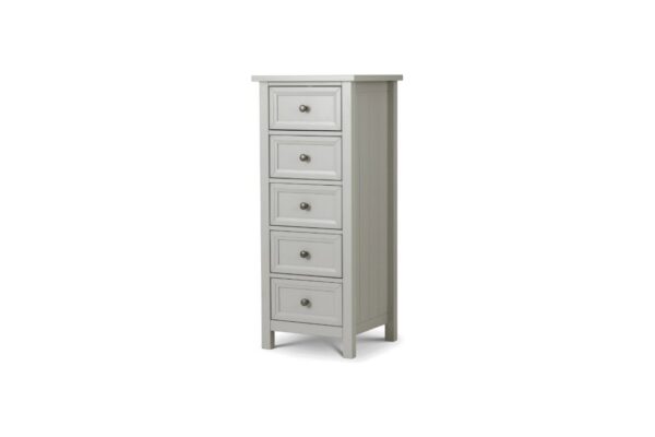Maine 5 Drawer Tall Chest - Dove Grey - Surf White