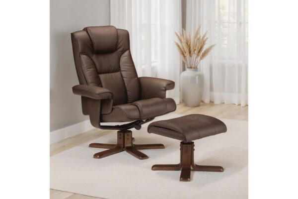 Malmo Swivel Recliner & Stool - Grey Linen