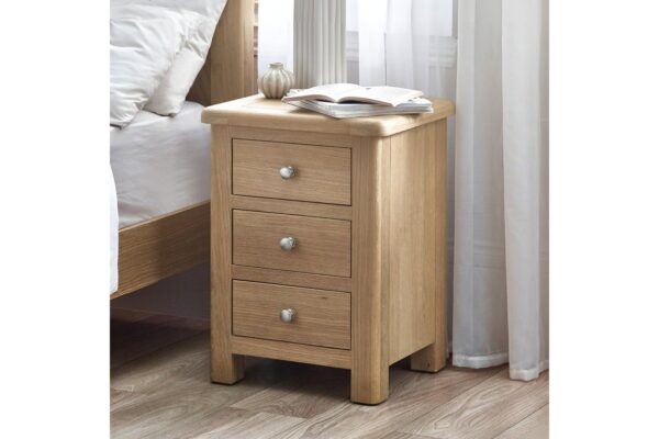 Memphis Limed Oak 3 Drawer Bedside