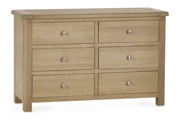 Memphis Limed Oak 6 Drawer Wide Chest