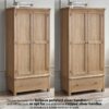 Memphis Limed Oak 2 Door 1 Drawer Wardrobe
