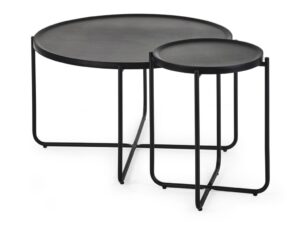 Sagrada Round Black Coffee and Lamp Table Set