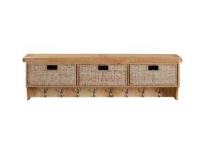 DF-PAP-160-35-featured-1 Kingsbury Oak Wall Shelf with Hooks and Baskets