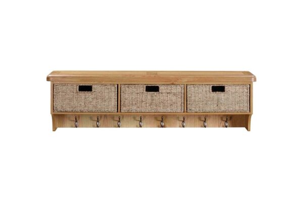 DF-PAP-160-35-featured-1 Kingsbury Oak Wall Shelf with Hooks and Baskets