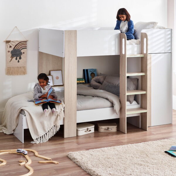 Horizon Bunk Bed - Pale Wood And White