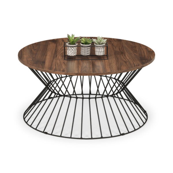 Jersey Round Wire Coffee Table - Walnut/Black