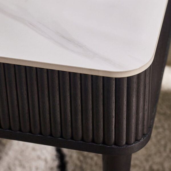 Louis Black Fluted Stone Top Coffee Table With 2 Drawers