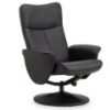 Lugano Recliner & Stool With Covered Base - Black
