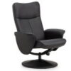 Lugano Recliner & Stool With Covered Base - Black