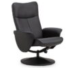 Lugano Recliner & Stool With Covered Base - Black