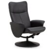 Lugano Recliner & Stool With Covered Base - Black