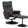 Lugano Recliner & Stool With Covered Base - Black