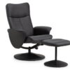 Lugano Recliner & Stool With Covered Base - Black