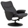Lugano Recliner & Stool With Covered Base - Black