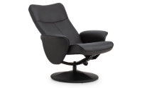 Lugano Recliner & Stool With Covered Base - Black