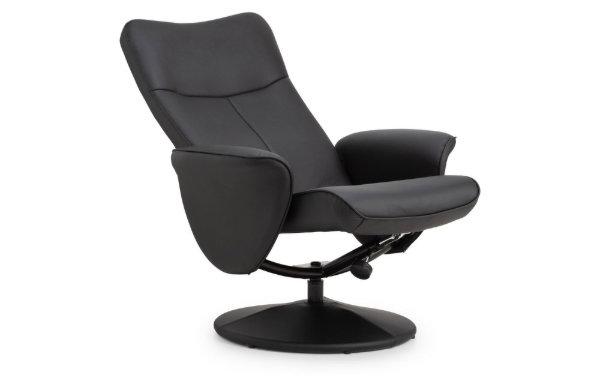 Lugano Recliner & Stool With Covered Base - Black