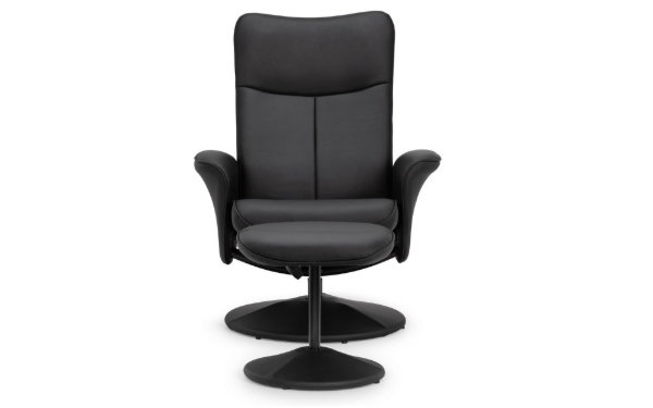 Lugano Recliner & Stool With Covered Base - Black