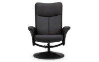 Lugano Recliner & Stool With Covered Base - Black