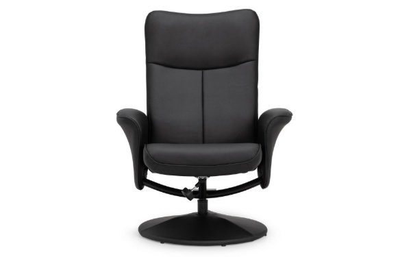 Lugano Recliner & Stool With Covered Base - Black