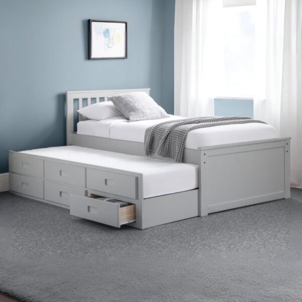 Maisie Bed With Underbed And Drawers - Light Grey