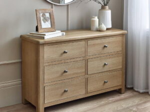 Memphis Limed Oak 6 Drawer Wide Chest