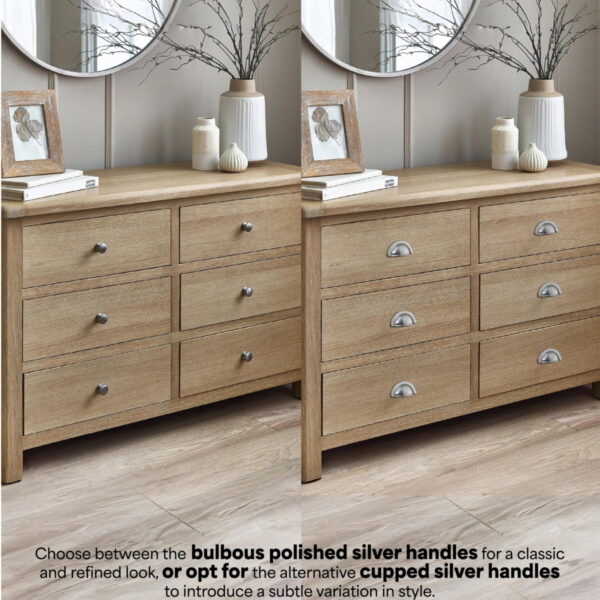 Memphis Limed Oak 6 Drawer Wide Chest