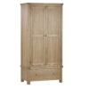 Memphis Limed Oak 2 Door 1 Drawer Wardrobe