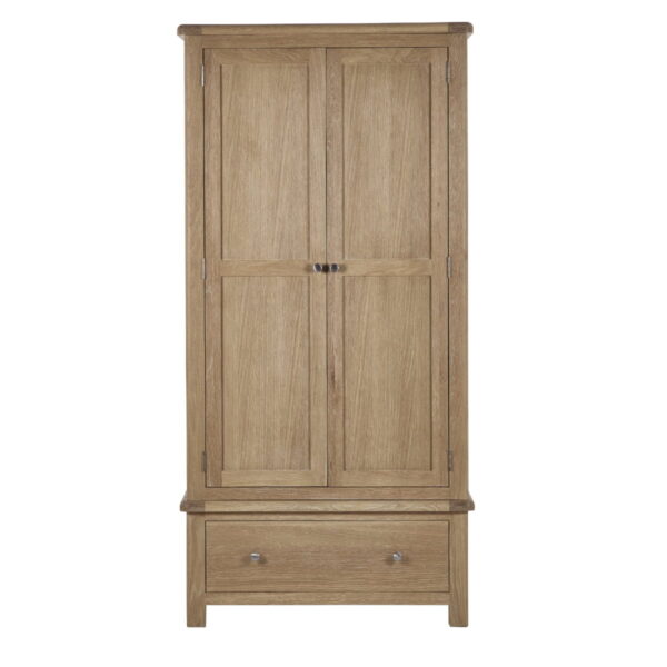 Memphis Limed Oak 2 Door 1 Drawer Wardrobe